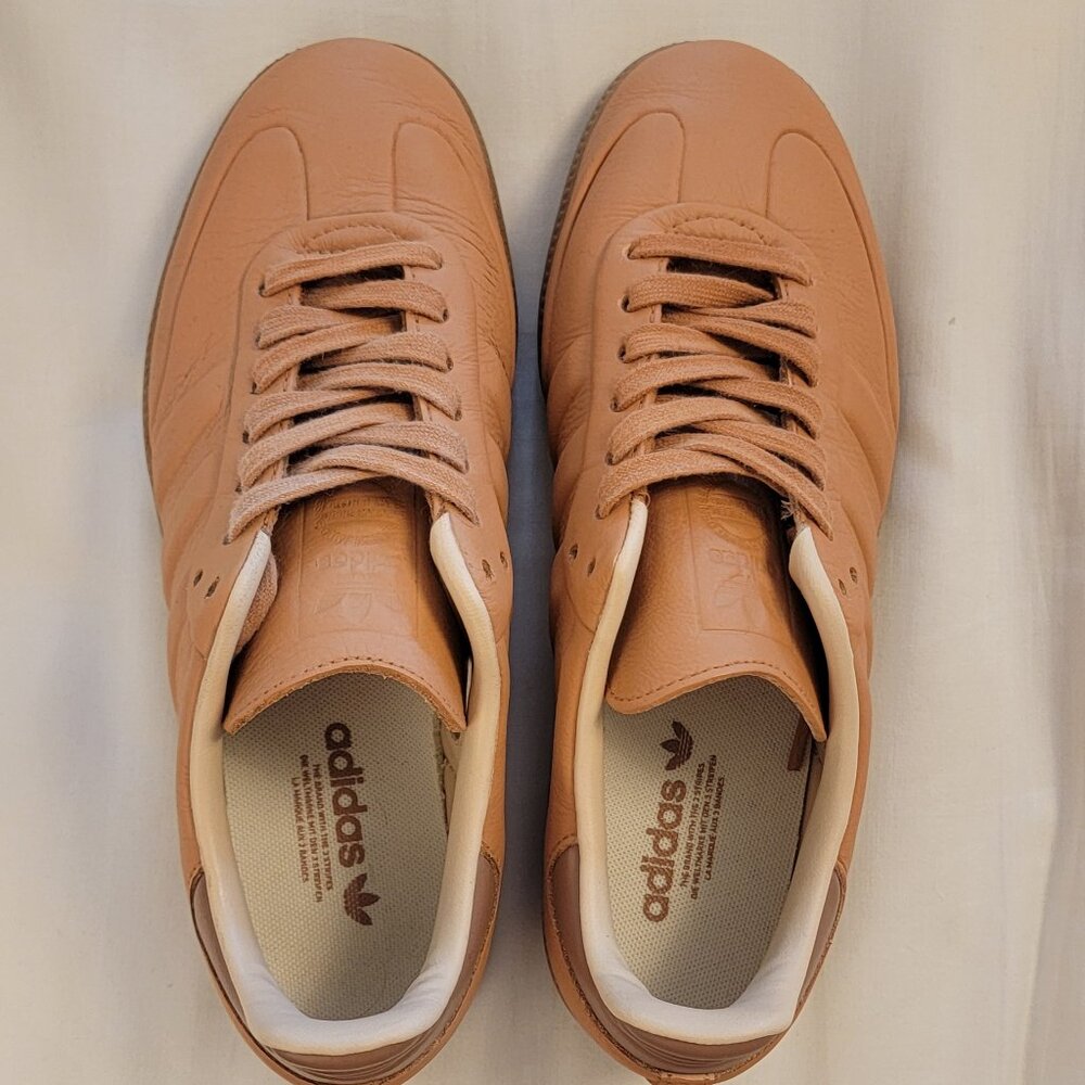 Adidas Samba Sneakers Custom Tan Vanchetta Leather Sz 8